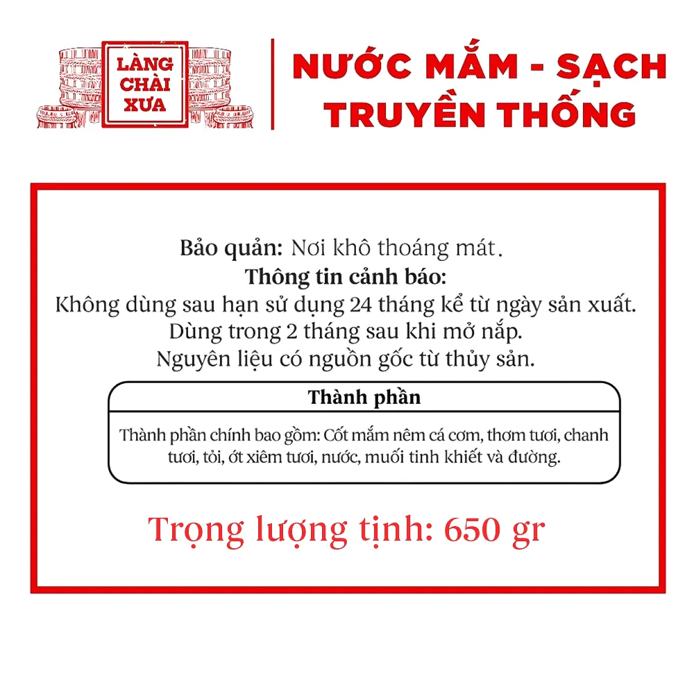 Ảnh Mắm nêm pha sẵn ăn liền cao cấp Làng Chài Xưa, nguyên liệu tươi, thơm ngon đặc biệt 1