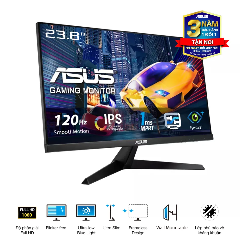 Ảnh Màn Hình Bảo Vệ Mắt ASUS VY249HGR 23.8" IPS 1ms MPRT 120Hz Full HD Viền Mỏng Eye Care Plus Lớp phủ bảo vệ kháng khuẩn 2