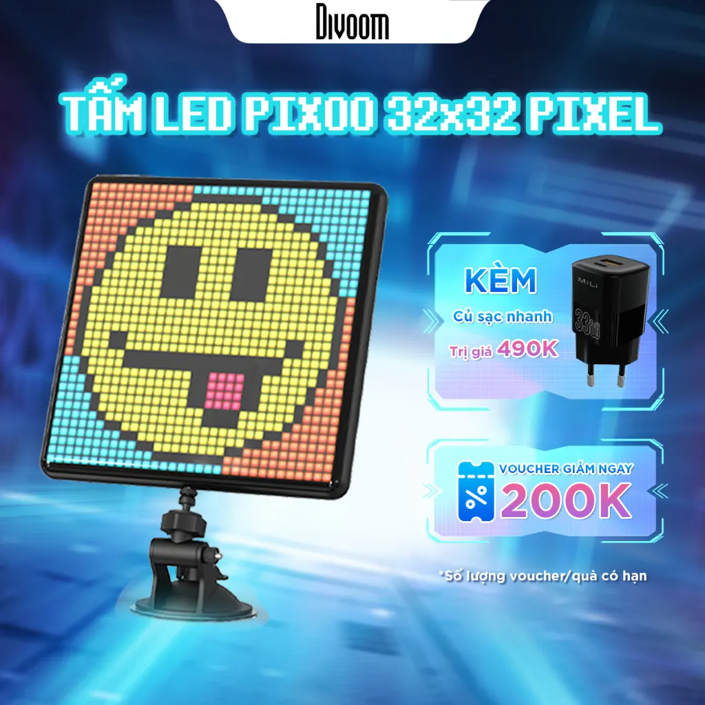 Ảnh Màn hình Led trang trí Divoom Pixoo Max 32x32, bảng đèn Led kết nối APP + bluetooth hẹn giờ, đếm giờ, nháy theo nhạc 1
