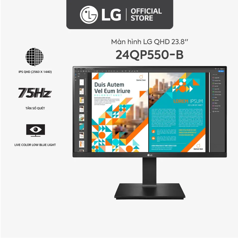 Ảnh Màn hình LG 24QP550-B 238'' QHD IPS 75Hz AMD FreeSync™ HDR10 sRGB 99% 1