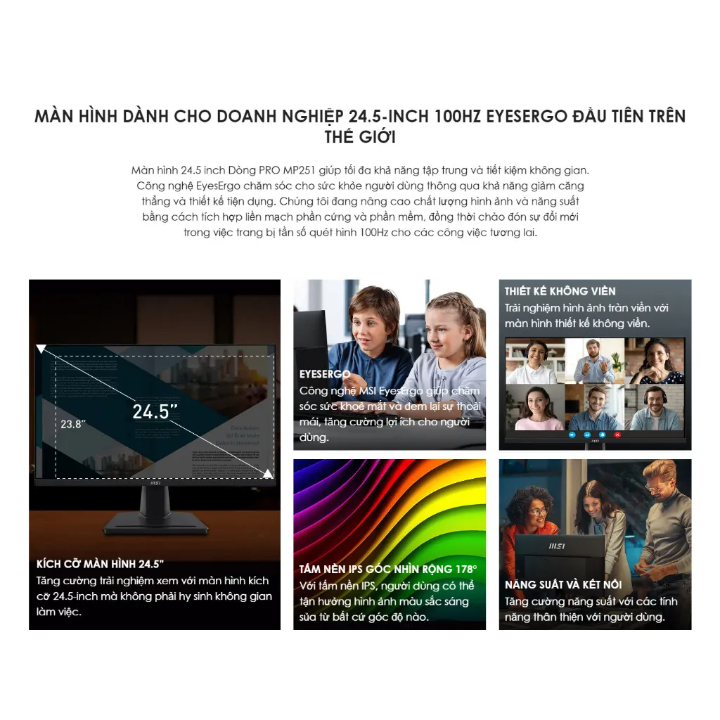 Ảnh Màn hình MSI 24.5" MP251 PRO (1920x1080/IPS/100Hz/1 ms/Adaptive Sync) - Bảo hành 24 tháng 3