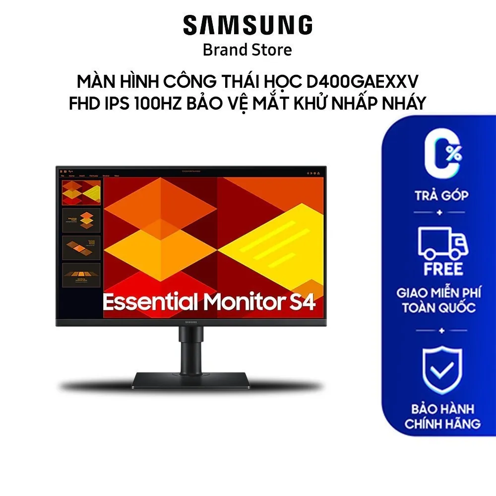 Ảnh Màn hình Samsung công thái học D400GAEXXV FHD IPS 100Hz Bảo vệ mắt Khử nhấp nháy 1