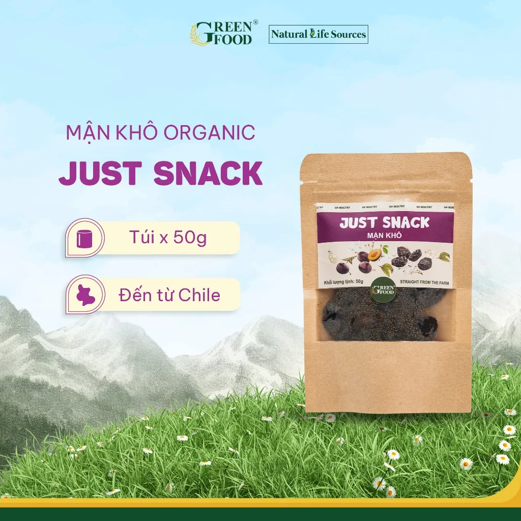 Ảnh Mận khô Just Snack Green Food kích cỡ medium | Túi 50g 1