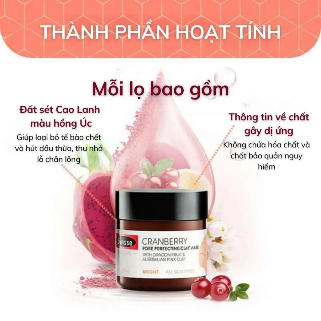 Ảnh Mặt Nạ Đất Sét Cấp Ẩm Giúp Tái Tạo Da Swisse Cranberry Pore Perfect Claymask - Mask Dưỡng Da Và Chống Lão Hóa 191 1