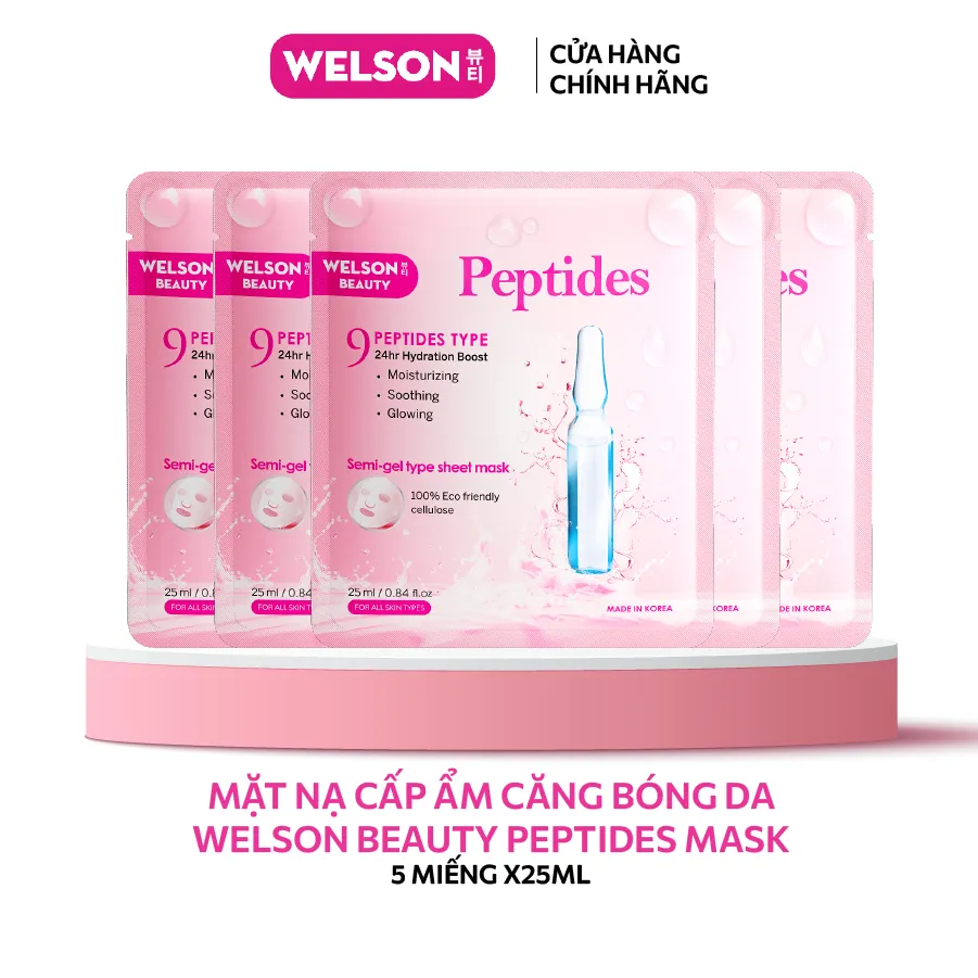 Ảnh Mặt Nạ Dưỡng Ẩm Hàn Quốc Công Nghệ Semi Gel Giúp Da Căng Mịn Sáng Da Welson Beauty Peptides 5 Miếng 3