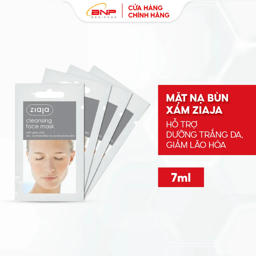 Ảnh Mặt nạ dưỡng trắng da, chống lão hóa Ziaja Cleansing Face Mask with Grey Clay dạng bùn ghi 7ml 1