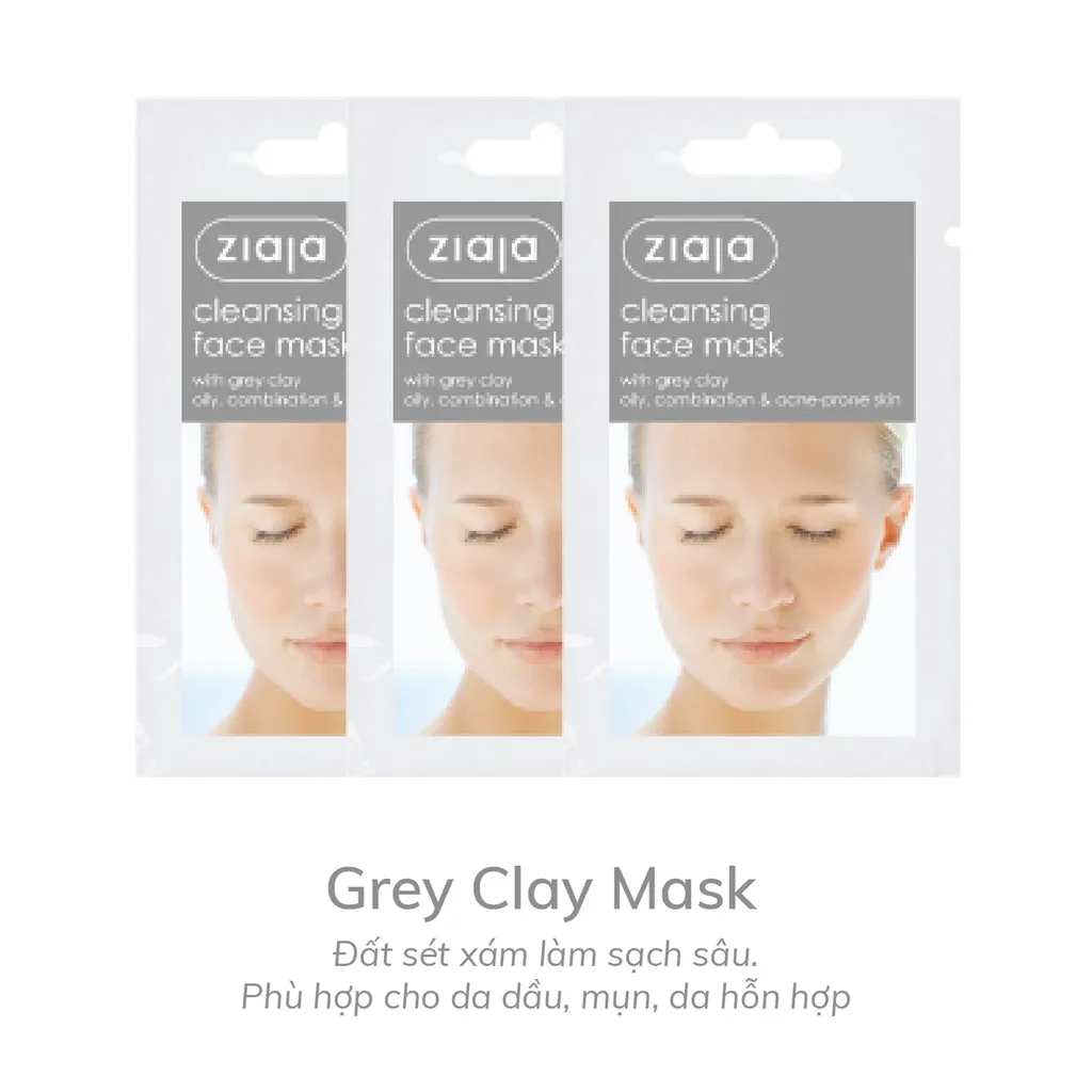 Ảnh Mặt nạ dưỡng trắng da, chống lão hóa Ziaja Cleansing Face Mask with Grey Clay dạng bùn ghi 7ml 2