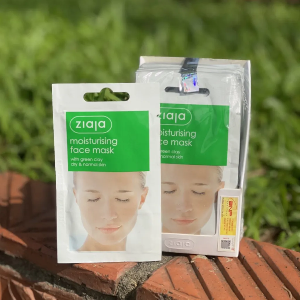 Ảnh Mặt nạ dưỡng trắng da, chống lão hóa Ziaja Moisturising Face Mask with Green Clay dạng bùn xanh 7ml 3