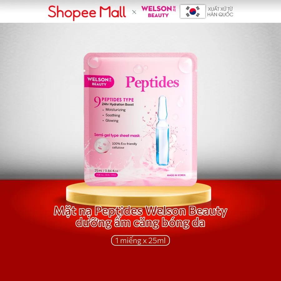 Ảnh Mặt Nạ Hàn Quốc Dưỡng Ẩm Phục Hồi Da Welson Beauty Peptides 1 miếng 1
