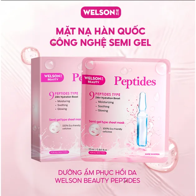 Ảnh Mặt Nạ Hàn Quốc Dưỡng Ẩm Phục Hồi Da Welson Beauty Peptides 1 miếng 2