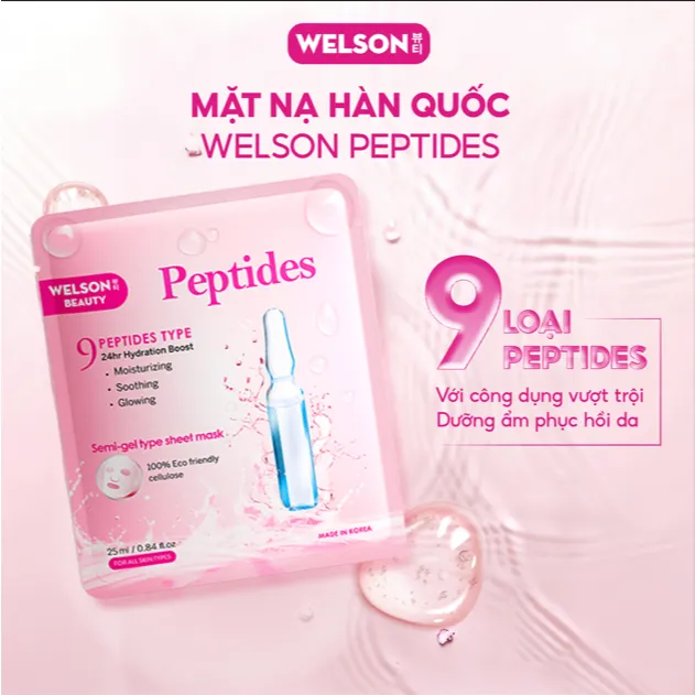 Ảnh Mặt Nạ Hàn Quốc Dưỡng Ẩm Phục Hồi Da Welson Beauty Peptides 1 miếng 3