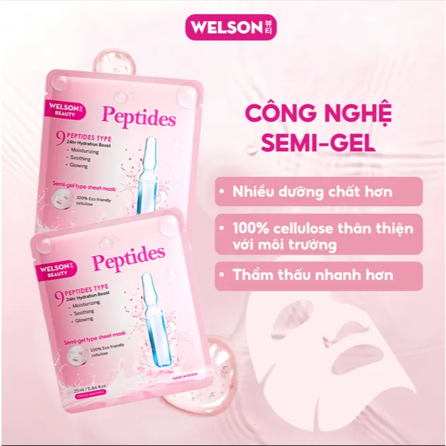 Ảnh Mặt Nạ Hàn Quốc Dưỡng Ẩm Phục Hồi Da Welson Beauty Peptides 1 miếng 4
