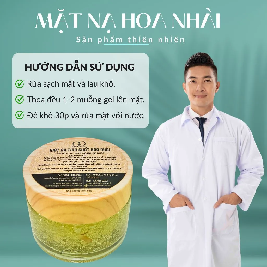 Ảnh Mặt Nạ Hoa Nhài MC Hồng Phượng [hũ 50gr] Mặt nạ cấp ẩm dưỡng trắng da mặt, cải thiện lão hóa làn da 1