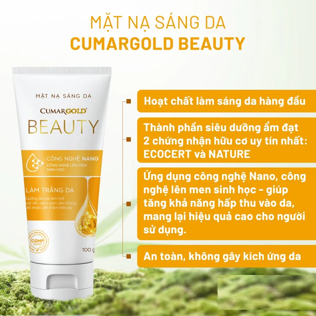 Ảnh Mặt nạ sáng da CumarGold Beauty giúp hỗ trợ mờ thâm nám, dưỡng sáng da từ nghệ Nano curcumin - CMB02 3