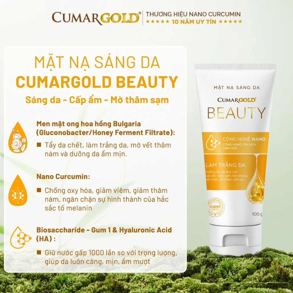 Ảnh Mặt nạ sáng da CumarGold Beauty giúp hỗ trợ mờ thâm nám, dưỡng sáng da từ nghệ Nano curcumin - CMB02 4