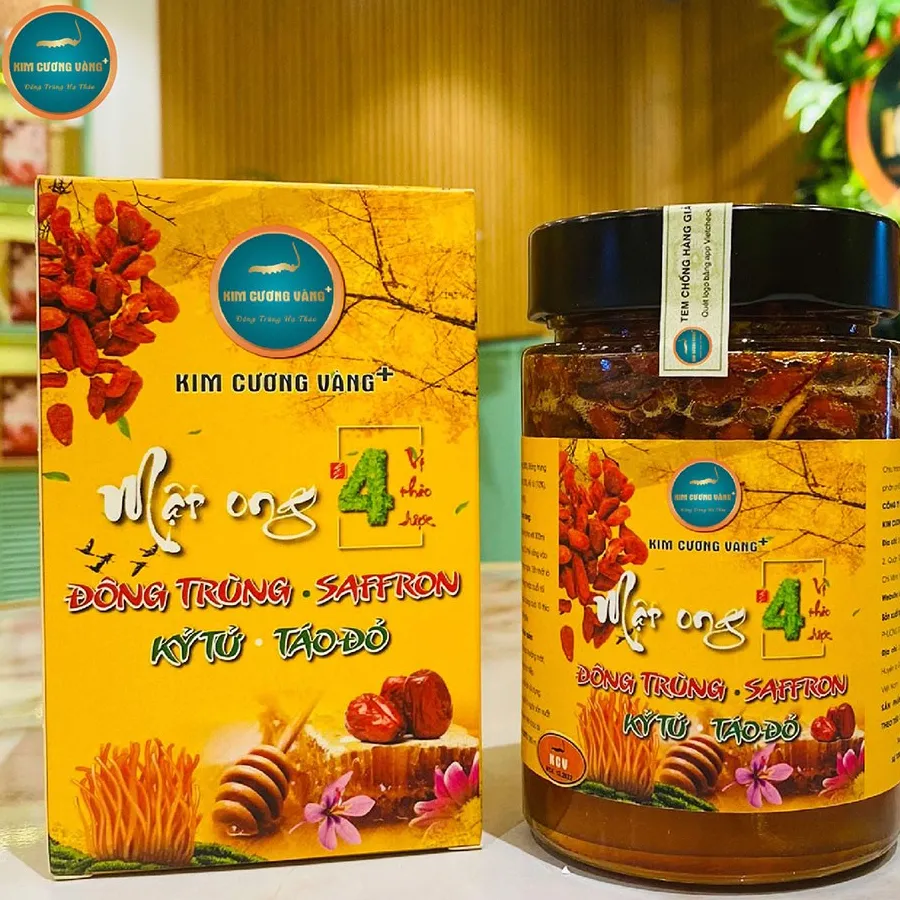 Ảnh Mật Ong Đông Trùng Hạ Thảo Táo Đỏ Kỷ Tử Saffron Kim Cương Vàng - Dưỡng Da, An Thần, Tăng Cường Sức Khỏe (380ml/Hộp) 4