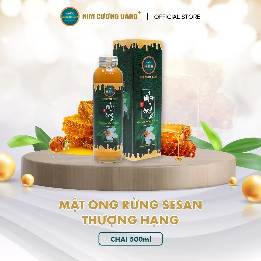 Ảnh Mật Ong Hoa Rừng Tự Nhiên SeSan Nguyên Chất Kim Cương Vàng - Hỗ Trợ Giảm Cân, Sức Khỏe (500ml/Chai) 2