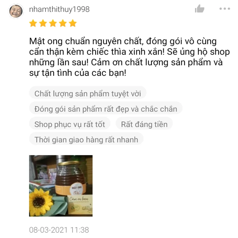 Ảnh Mật ong nguyên chất hoa nhãn tự nhiên HNT NATURAL PRODUCT MO50G 1