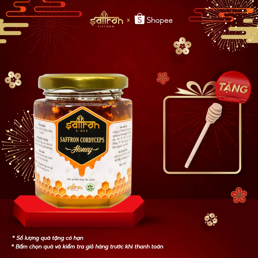 Ảnh Mật Ong Saffron Đông Trùng Hạ Thảo 180ml/lọ thương hiệu Saffron Việt Nam Saffron Cordyceps Honey 1