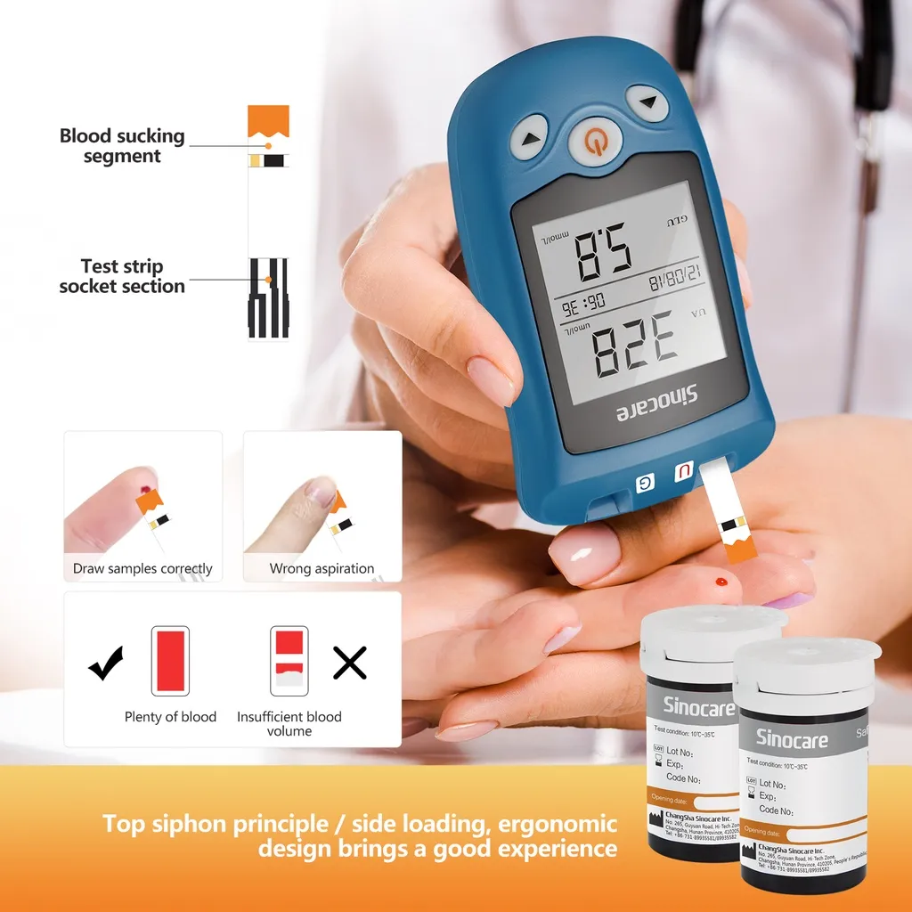 Ảnh Mẫu mới 50 que thử Axit Uric cho máy Sinocare Safe AQ UG + Tặng 50 kim chích máu 3