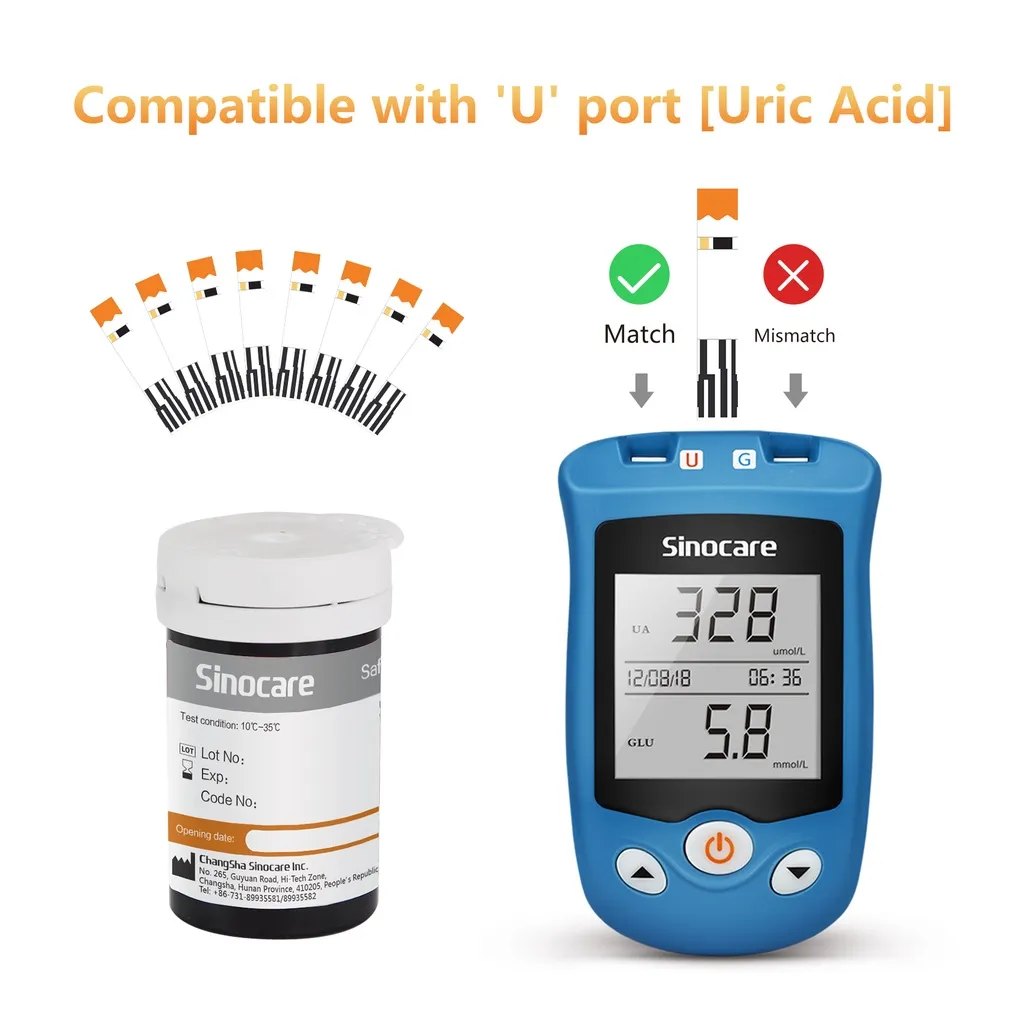 Ảnh Mẫu mới 50 que thử Axit Uric cho máy Sinocare Safe AQ UG + Tặng 50 kim chích máu 4