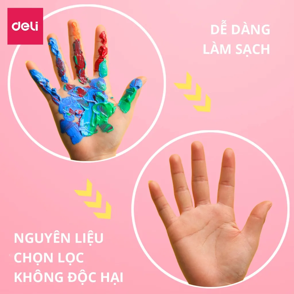Ảnh Màu Nước Goat Gouache Deli Pha Sẵn Dạng Hũ 100ml Cao Cấp - Màu Đậm Đặc Mịn Dễ Hòa Trộn Vẽ Tranh Tô Màu Chuyên Nghiệp 3