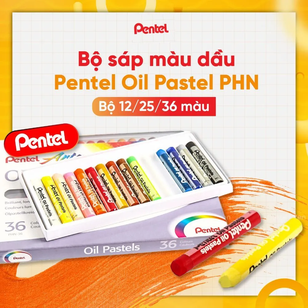 Ảnh Màu Sáp Dầu Pentel PHN – 48 Màu Tươi Sáng, Sáp Mềm, Dễ Tán, Lên Màu Mịn – Bộ Sáp Màu Chất Lượng 1