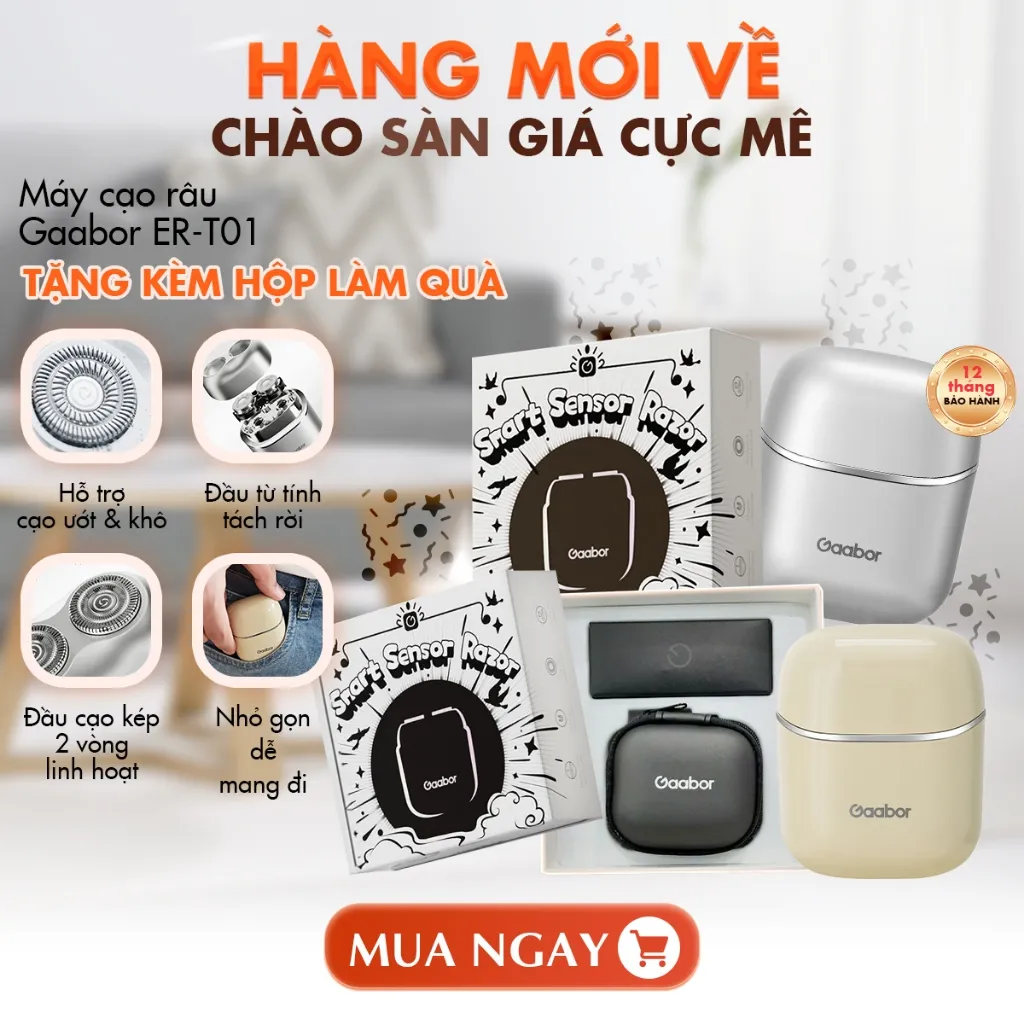 Ảnh Máy cạo râu Gaabor ER-T01 đầu cạo 3D ôm vòng, chống nước IPX7 nhỏ gọn dễ dàng mang đi - quà tặng nam 2