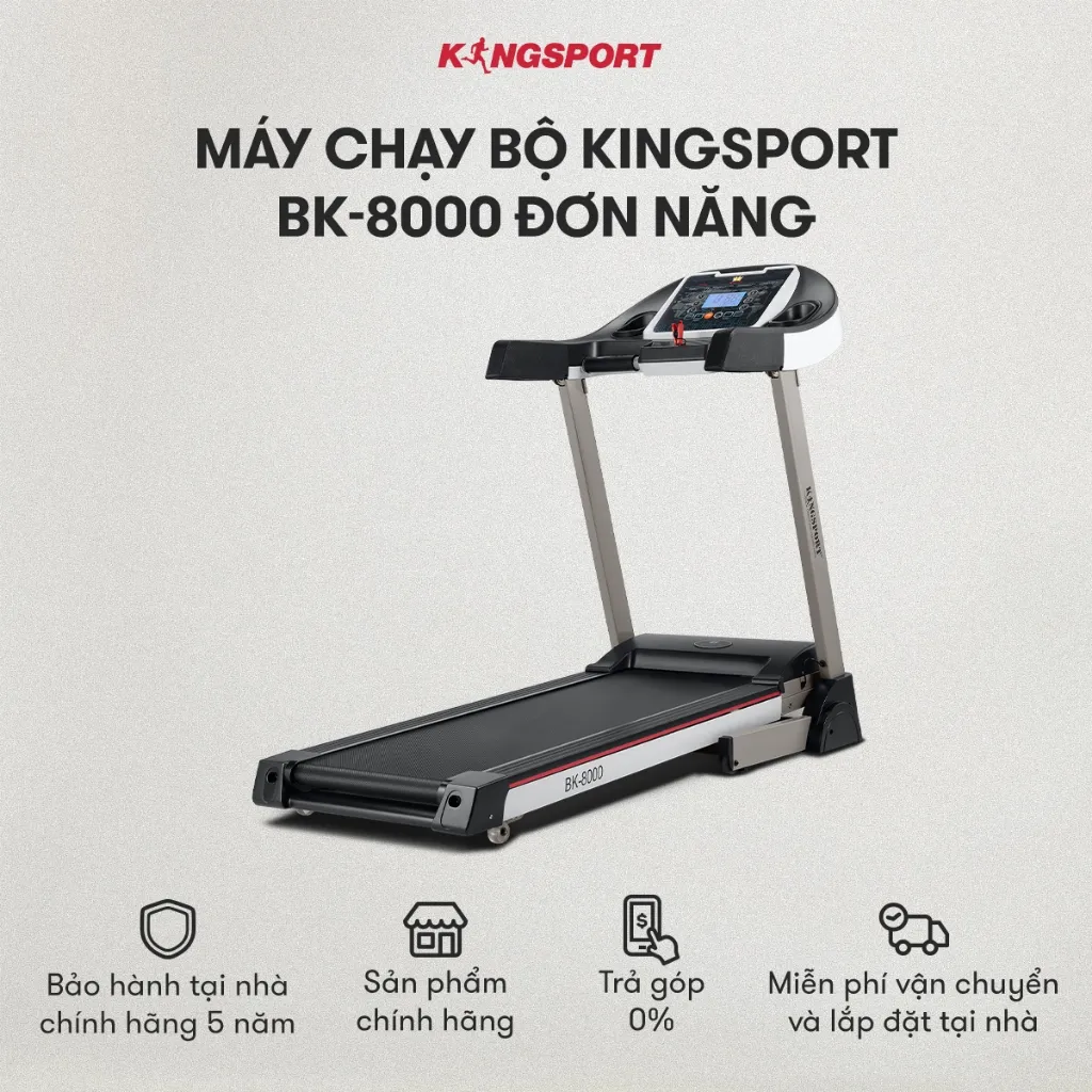 Ảnh Máy chạy bộ KINGSPORT BK-8000 đơn năng,tốc độ tối đa 14km/h,12 chường trình luyện tập 1