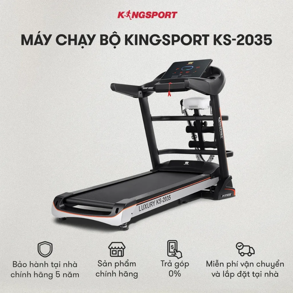 Ảnh Máy chạy bộ KINGSPORT KS-2035 đa năng, thao tác phím cảm ứng, thiết kế sang trọng cứng cáp, kèm đai massage và thanh gập 2