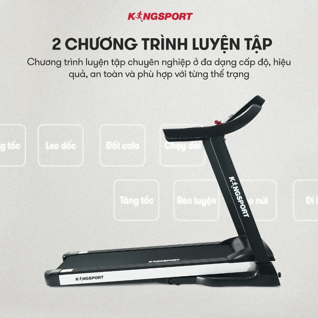 Ảnh Máy chạy bộ KINGSPORT Plus K-04 đơn năng,thảm chạy rộng chống trơn, thiết kế nhỏ gọn 4