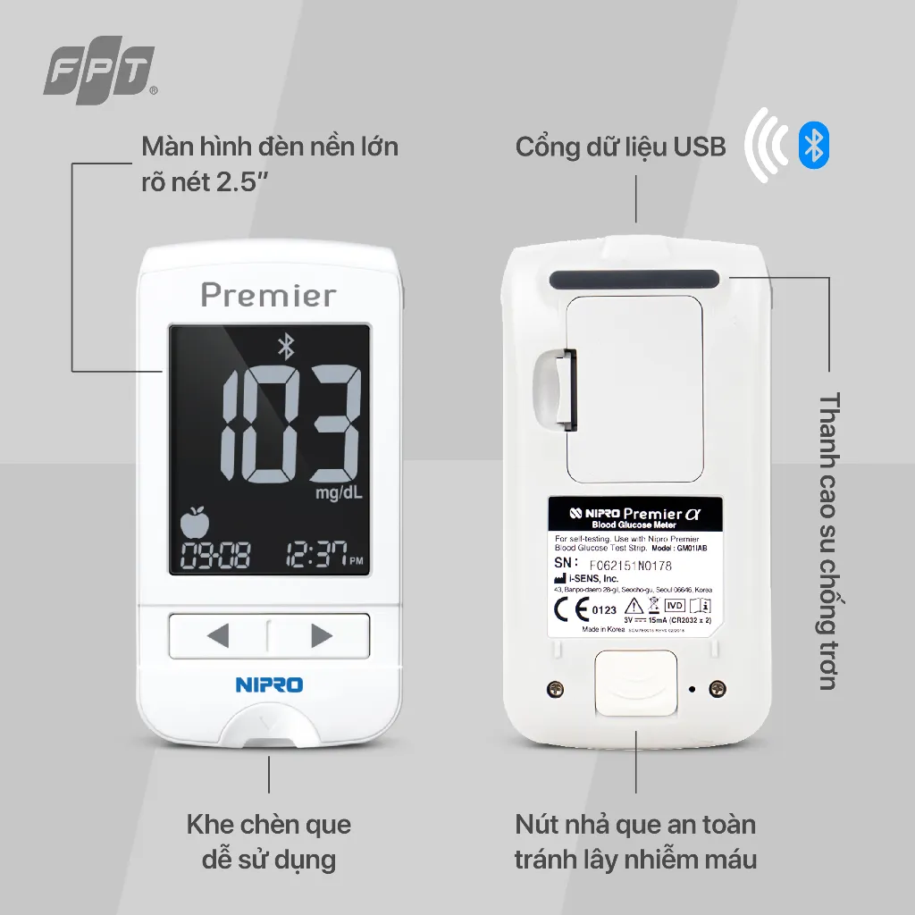 Ảnh Máy đo đường huyết Nipro Premier Alpha (mg/dL và mmol) 3