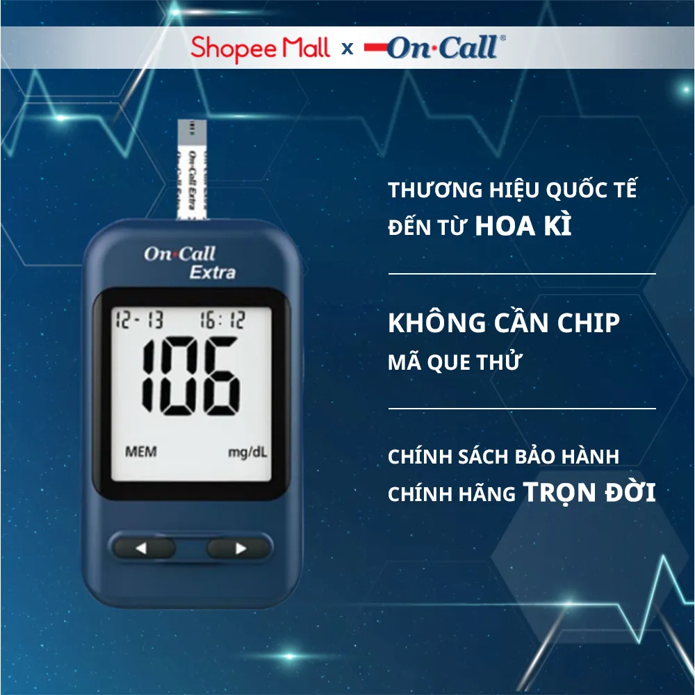 Ảnh Máy Đo Đường Huyết On Call Extra Có Nhắc Nhở Đo, Đánh Dấu Trước & Sau Bữa Ăn 1