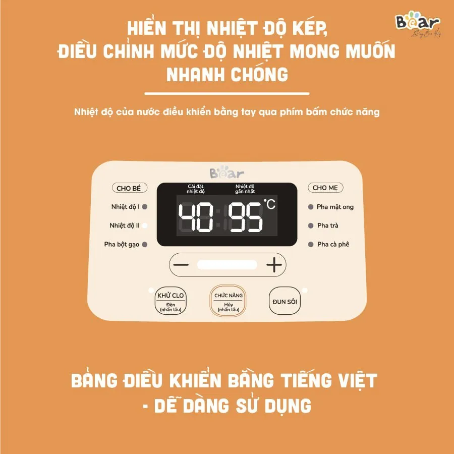 Ảnh Máy Đun Nước Đa Năng Bear Hâm Sữa Thông Minh Khử Clo Pha Sữa An Toàn Cho Bé Bản Tiếng Việt Dễ Dàng Sử Dụng TNQ-D12D1 2