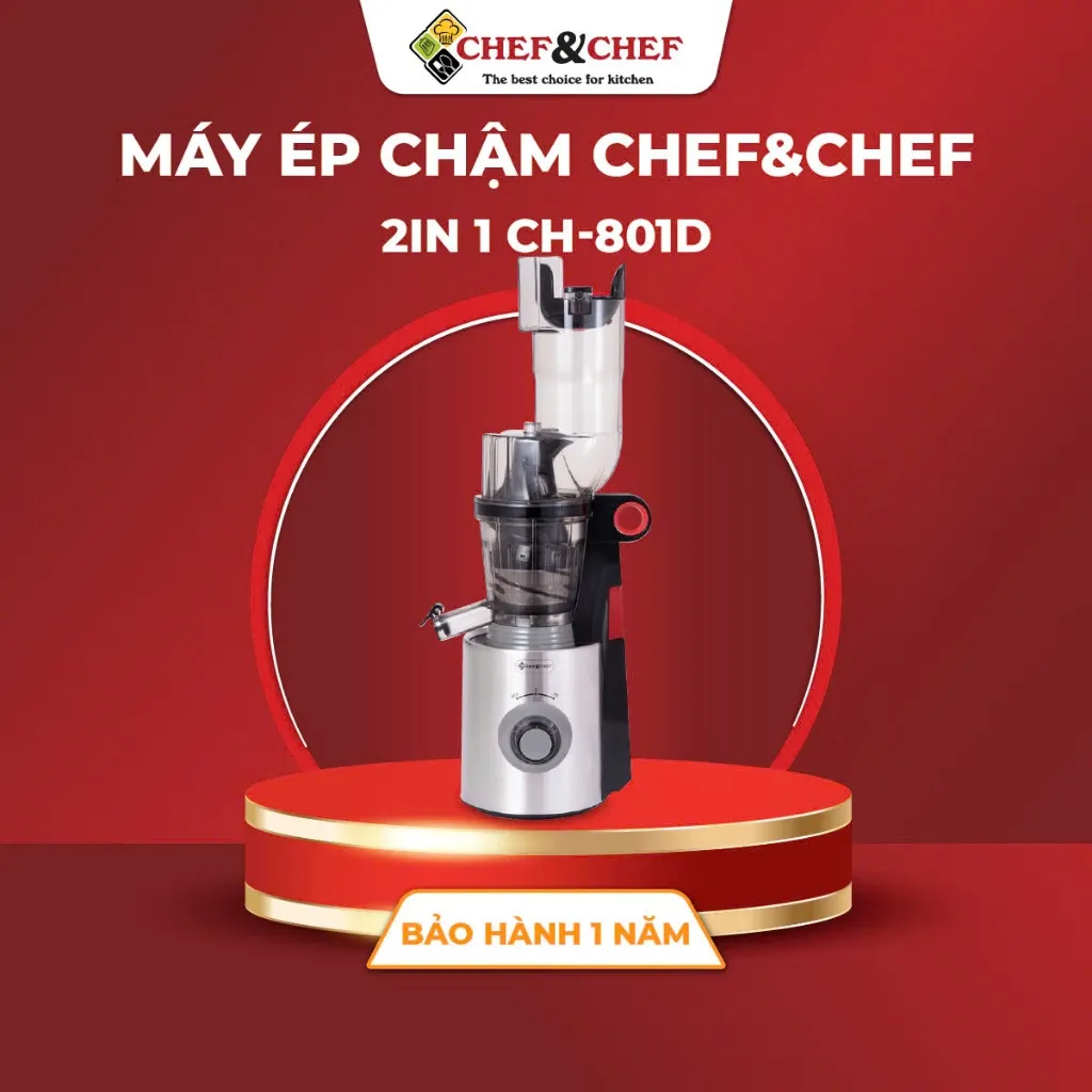 Ảnh Máy Ép Chậm 2 Trong 1 CH-801D – Ép Nguyên Trái, Kèm Đầu Vắt Cam – Bảo Hành Tại 12 Tháng 1