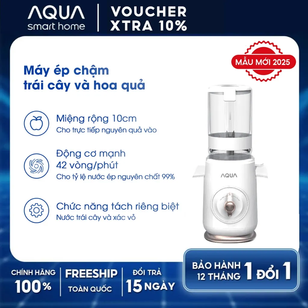 Ảnh Máy ép chậm AQUA JSJ0901RW 900ml, ép nguyên quả trái cây, vắt kiệt bã - Bảo hành 12 tháng 2