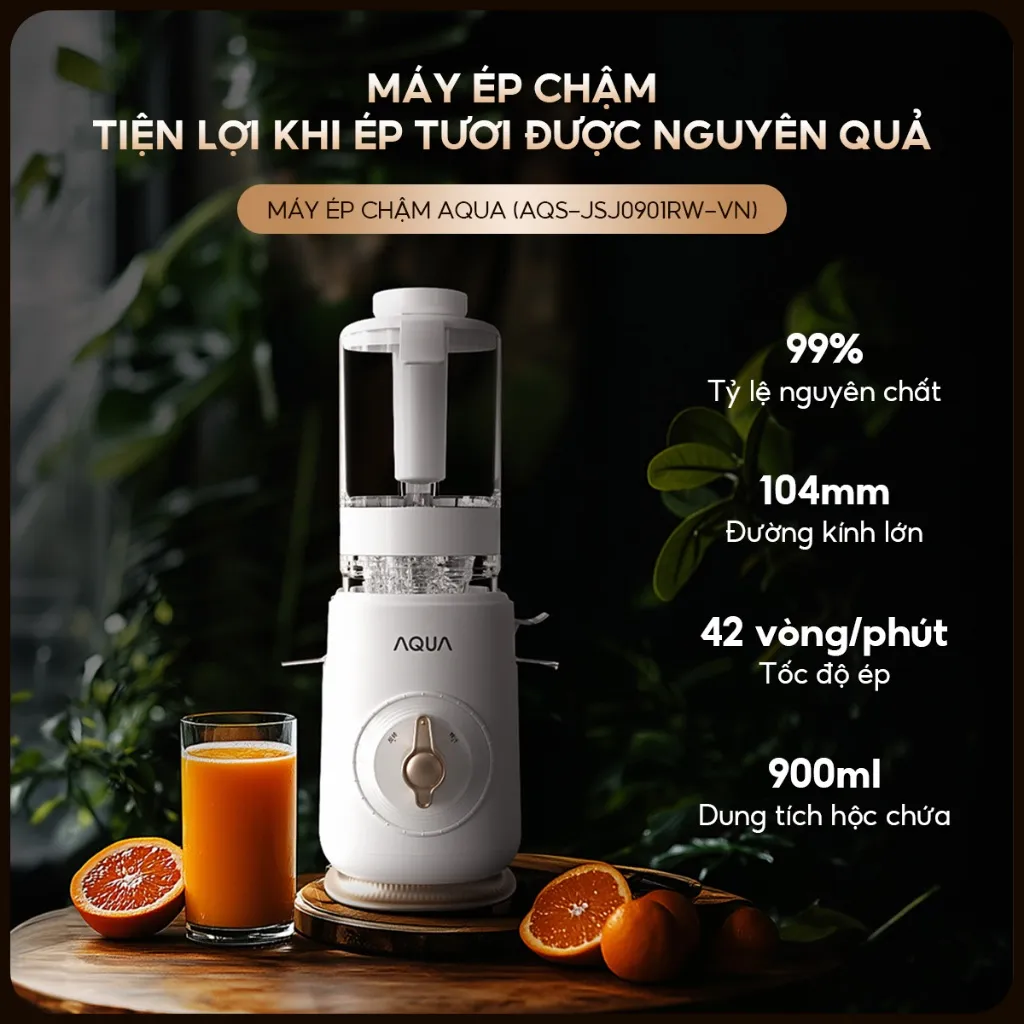 Ảnh Máy ép chậm AQUA JSJ0901RW 900ml, ép nguyên quả trái cây, vắt kiệt bã - Bảo hành 12 tháng 3