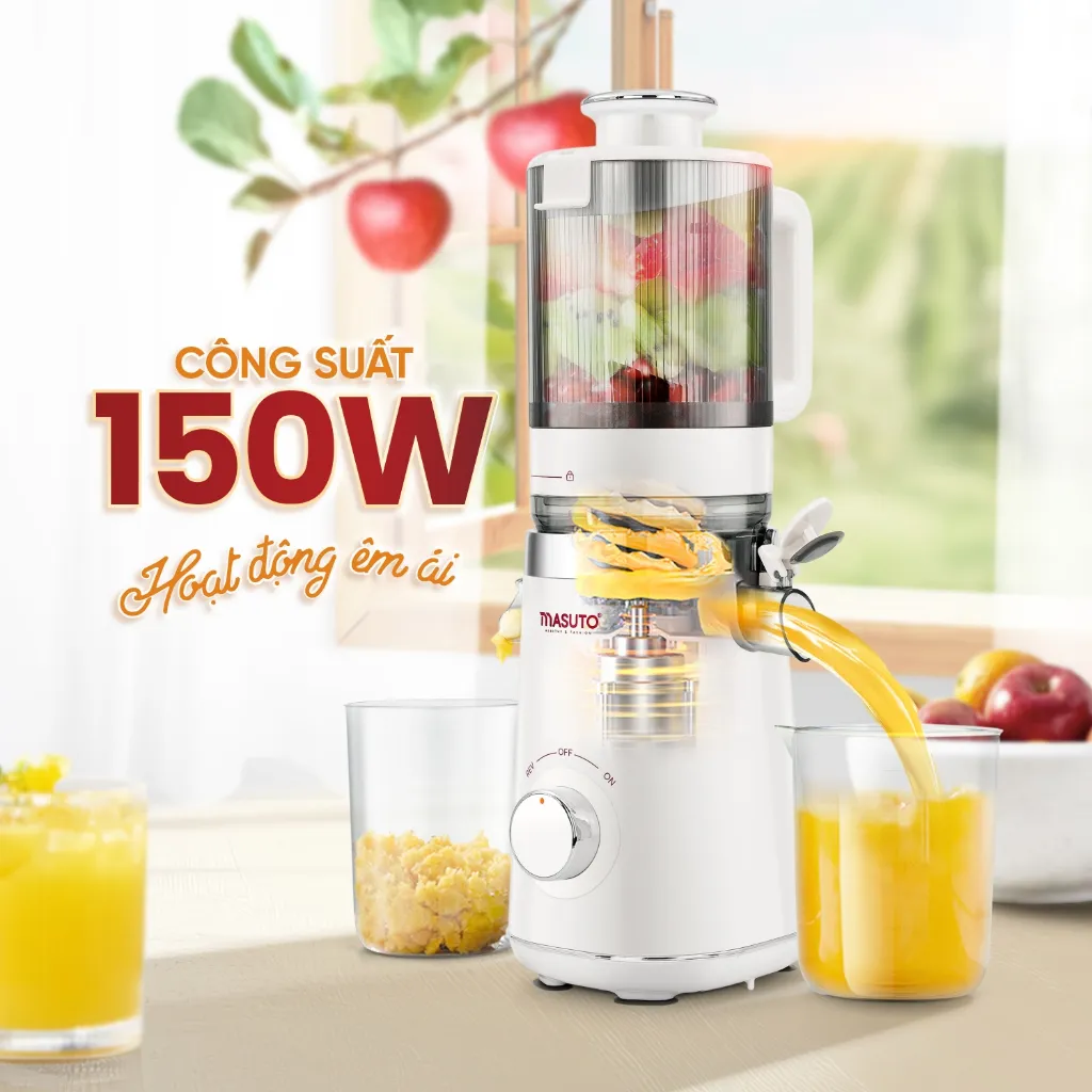 Ảnh Máy ép chậm Masuto MS Fresh công suất 150W - Ép Nguyên Quả Kiệt Bã, Ép Cần Tây, Rau Củ, Làm Kem 3