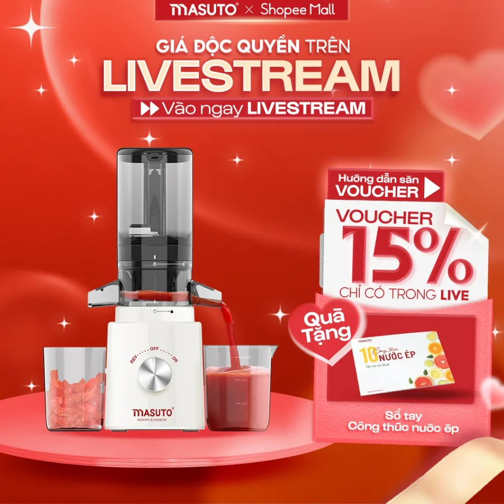 Ảnh Máy Ép Chậm Masuto  Ms Healthy Ép Trái Cây Nguyên Quả Kiệt Bã Dung Tích 0,6L Làm Nước Ép 1