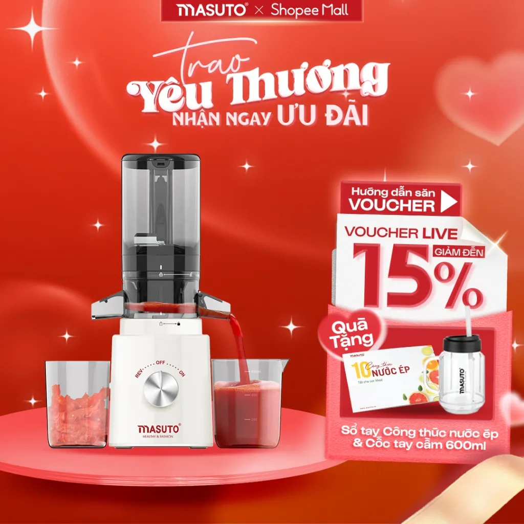 Ảnh Máy Ép Chậm Masuto Ms Healthy Ép Trái Cây Nguyên Quả Kiệt Bã Dung Tích 0,6L Làm Kem,Ép Cần Tây, Cà Rốt Detox 1