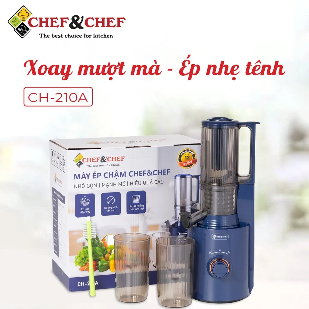 Ảnh Máy Ép Chậm Mini Cao Cấp CHEF&CHEF CH-210A – Ép Kiệt Bã, Giữ Trọn Dinh Dưỡng 2