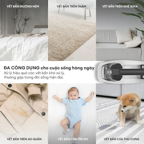 Ảnh Máy Giặt Hút Vết Bẩn KOCHI H100 - Không Dây - 8000Pa - Làm Sạch Thảm, Nệm, Sofa - Pin 2000mAh - Sạc Type-C 3