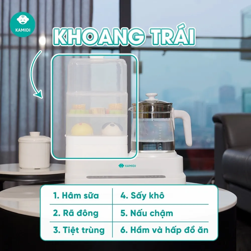 Ảnh Máy Hâm Sữa Đun Nước Tiệt Trùng Sấy Khô Bình Sữa Đa Năng Kamidi Speed 2 4