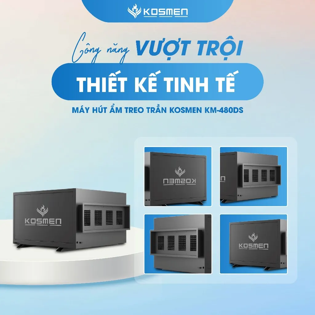 Ảnh Máy Hút Ẩm Âm Trần Kosmen KM-480DS Công Suất 480 lít/ngày - Hàng Chính Hãng BH 24 Tháng 2