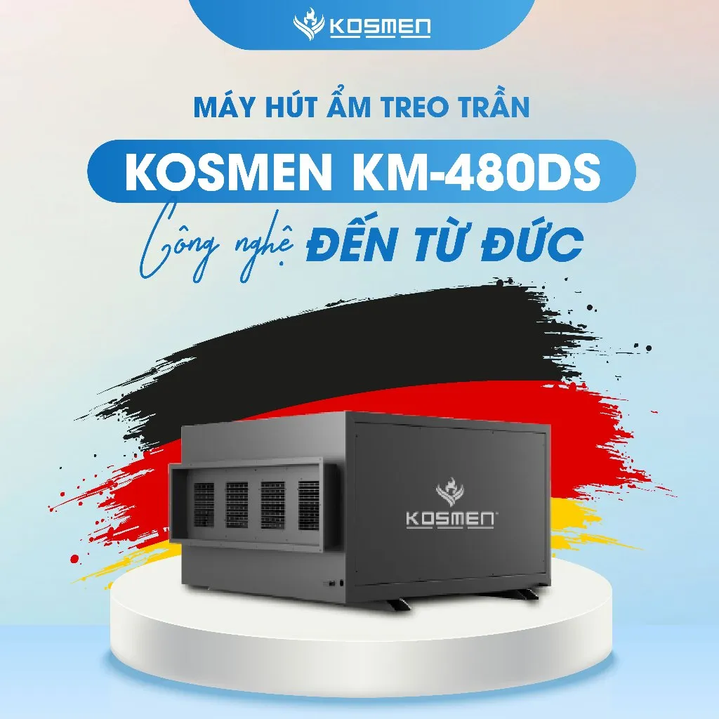 Ảnh Máy Hút Ẩm Âm Trần Kosmen KM-480DS Công Suất 480 lít/ngày - Hàng Chính Hãng BH 24 Tháng 4