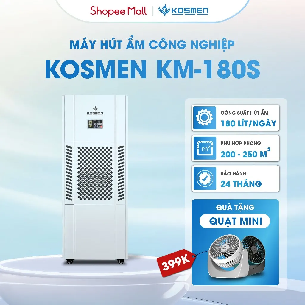 Ảnh Máy Hút Ẩm Công Nghiệp Kosmen KM-180S 180 lít/ngày - Hàng Chính Hãng Bảo Hành 24 Tháng 1