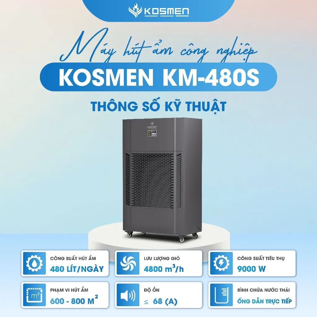 Ảnh Máy Hút Ẩm Công Nghiệp Kosmen KM-480S Công Suất 480 Lít/Ngày- Hàng Chính Hãng Bảo Hành 24 Tháng 3