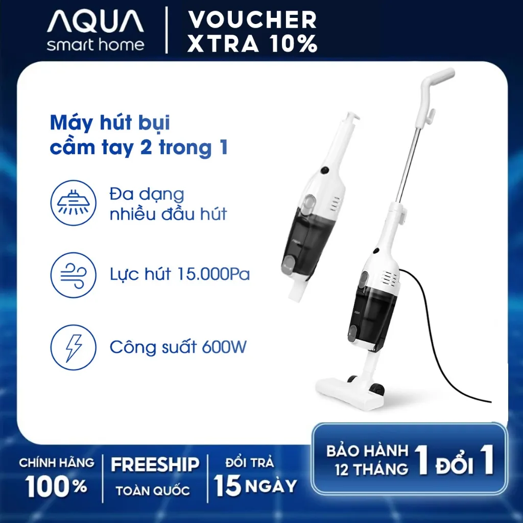 Ảnh Máy hút bụi cầm tay Aqua CCX600R lực hút 15000Pa 600W, bộ lọc bụi mịn HEPA - Bảo hành 12 tháng 1