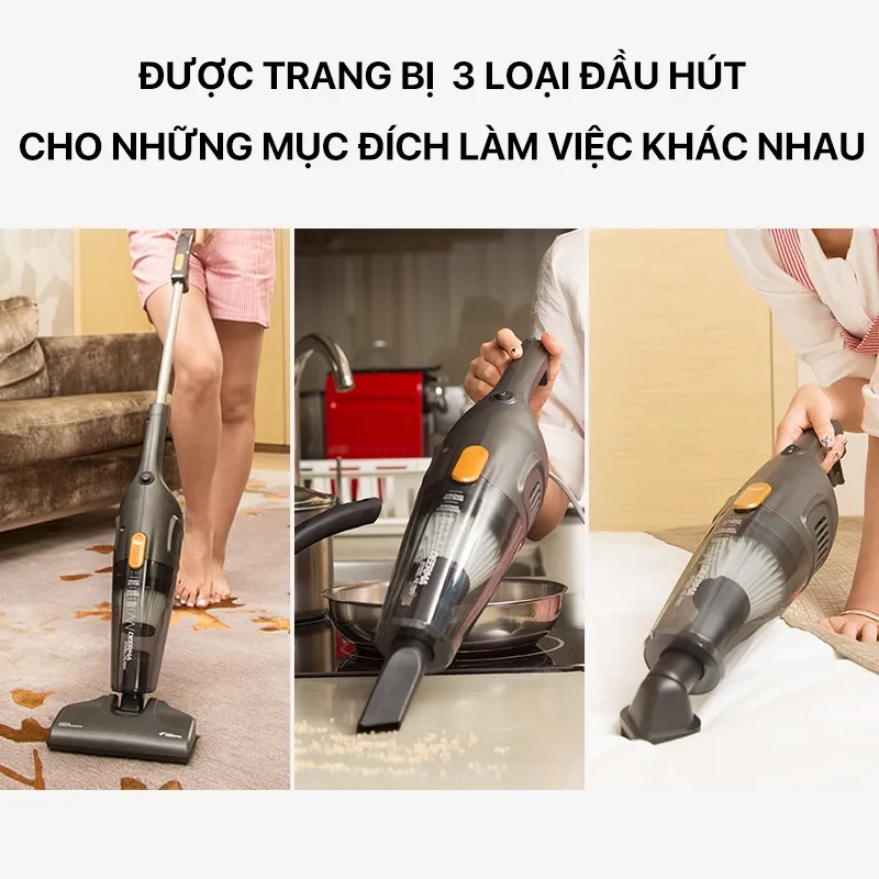 Ảnh Máy hút bụi cầm tay Deerma DX115C lực hút 15000Pa công suất 600W kèm 3 đầu hút đa năng chính hãng - Bảo hành 12 tháng 3