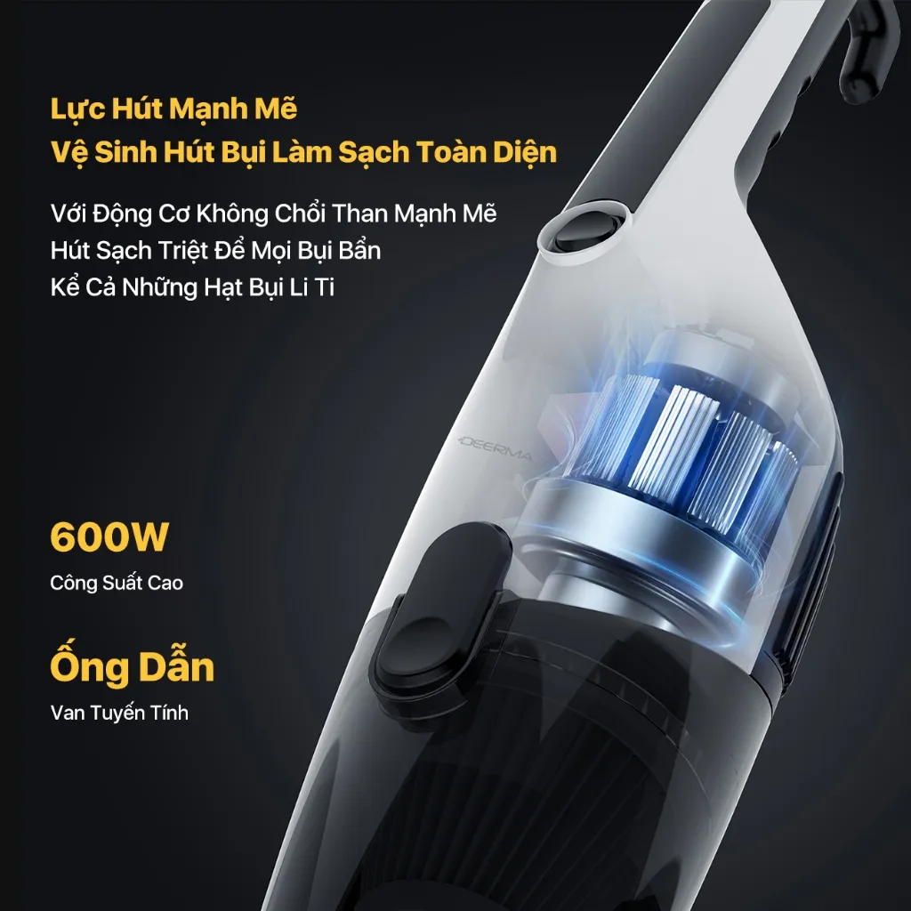 Ảnh Máy hút bụi cầm tay Deerma DX120C lực hút 16000pa, công suất 600W phiên bản mới 2025 - Bảo hành 12 tháng 3